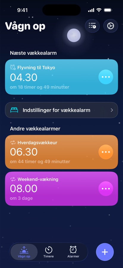 Fanen Vågn op med den næste vækkealarm og de øvrige vækkealarmer