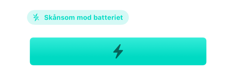 Et fuldt batteri, der viser, at alarmen er skånsom mod batteriet