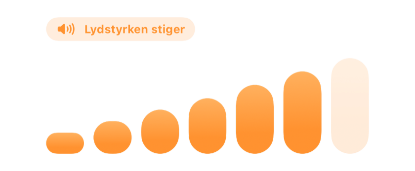 Lydstyrkebjælker, der stiger trin for trin, mens alarmen bliver højere