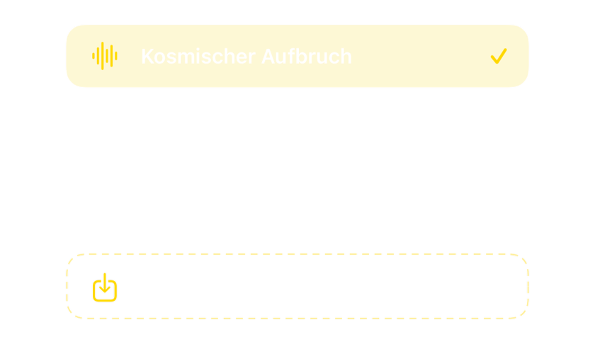 Die Klangauswahl mit integrierten Weckklängen und der Option, eigene zu importieren