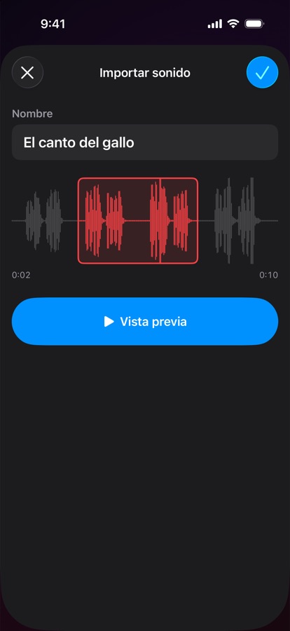 Importando y recortando un sonido de alarma propio