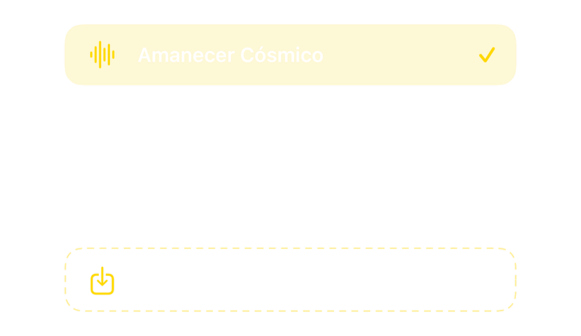 El selector de sonidos con alarmas integradas y la opción de importar los tuyos
