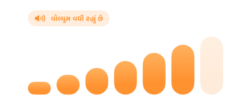 અલાર્મ મોટું થતું જાય તેમ પગથિયે પગથિયે ચઢતી વૉલ્યુમ બાર
