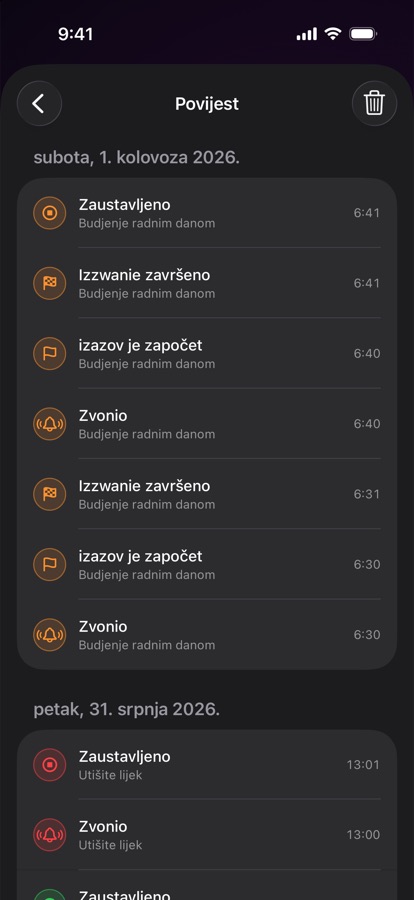 Povijest alarma prošlih buđenja