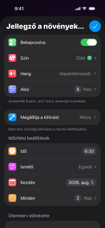 Egyéni ismétlődő ébresztő szerkesztése
