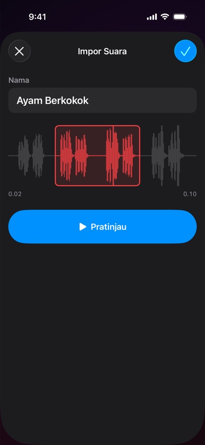 Mengimpor dan memotong suara alarm sendiri