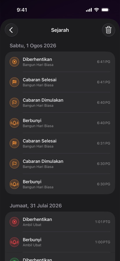 Sejarah penggera bagi bangun yang lalu
