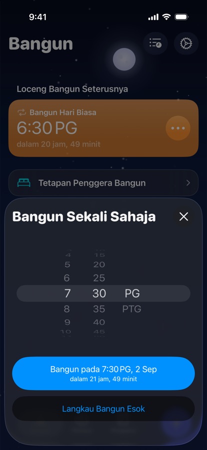 Menetapkan bangun sekali sahaja untuk esok, atau melangkaunya