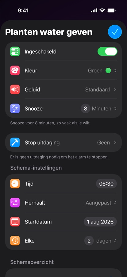 Een aangepaste terugkerende wekker bewerken