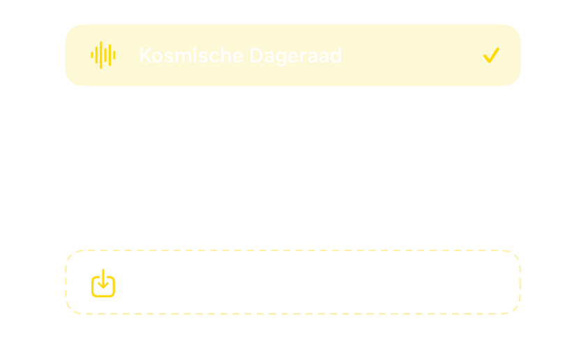 De geluidskiezer met ingebouwde wekkergeluiden en de optie om je eigen geluiden te importeren