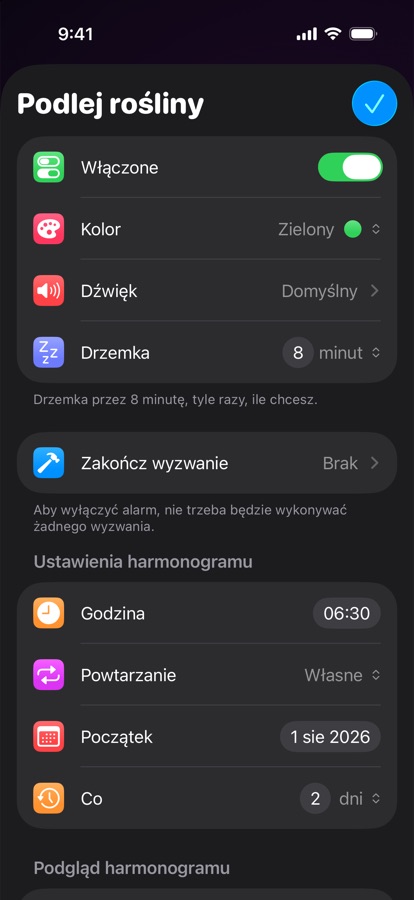 Edytowanie własnego powtarzalnego budzika