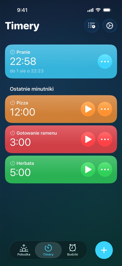 Karta Minutniki z działającym minutnikiem i ostatnimi minutnikami