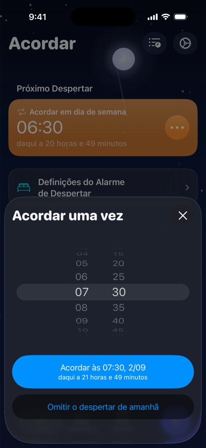 A definir um despertar único para amanhã, ou a omiti-lo