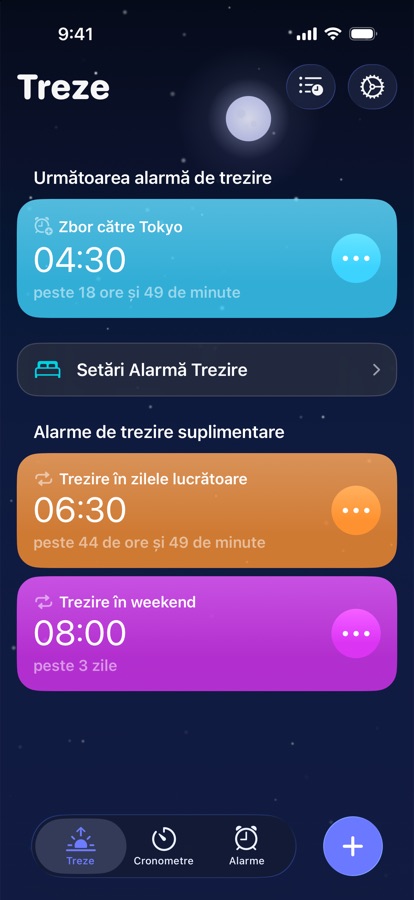 Fila Trezire, cu următoarea alarmă de trezire și celelalte alarme de trezire