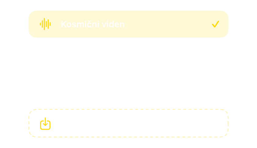 Izbirnik zvokov z vgrajenimi zvoki budilke in možnostjo uvoza lastnih