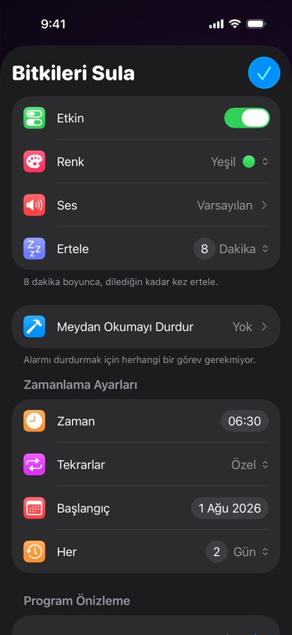 Özel tekrarlanan bir alarmı düzenleme
