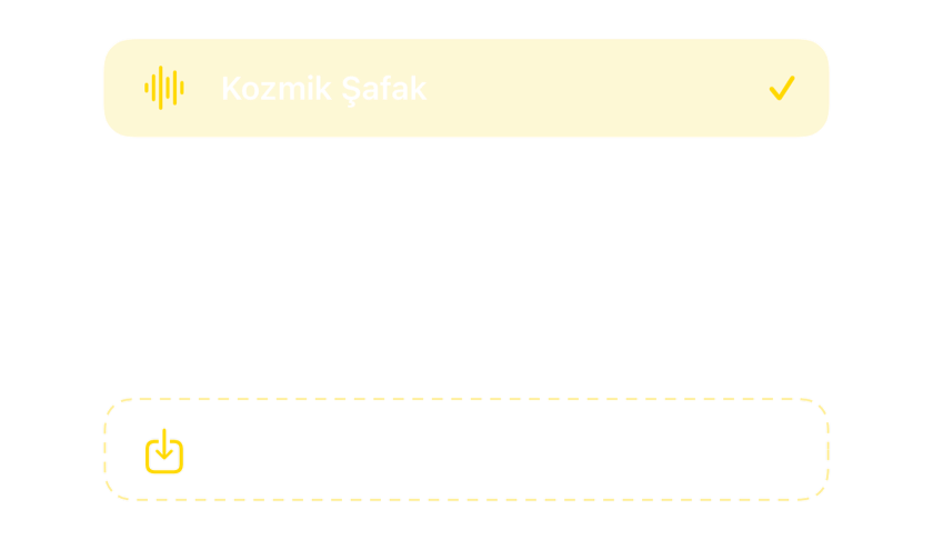 Yerleşik alarm sesleri ve kendi seslerini içe aktarma seçeneğiyle ses seçici