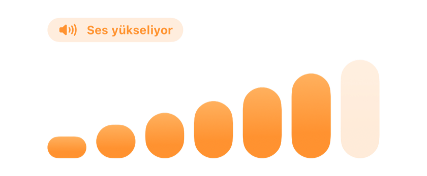 Alarm yükseldikçe adım adım çıkan ses seviyesi çubukları