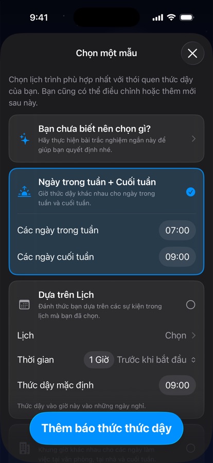 Chọn một mẫu lịch thức dậy