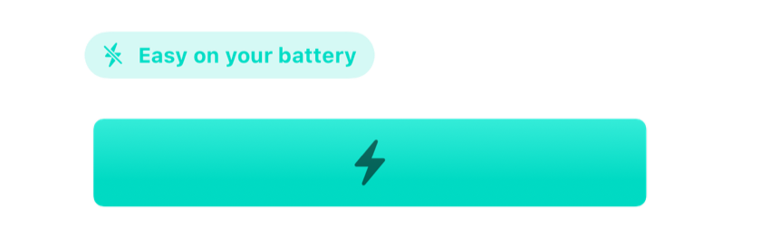 A full battery, showing the alarm is easy on battery life