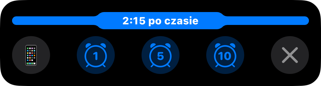 Działanie na żywo z pełnym paskiem i czasem 2:15 w dogrywce, nad przyciskami dodającymi jedną, pięć lub dziesięć minut